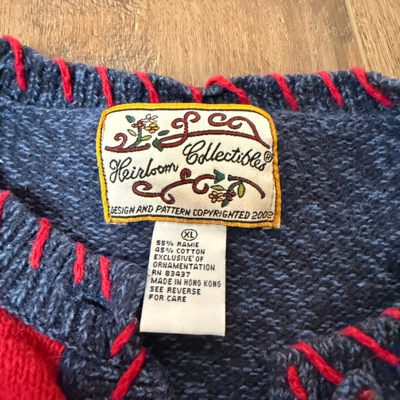 Vintage Heirloom Collectibles CottageCore Beaded Knit Sweater Cardigan Womans XL - Picture 4 of 5